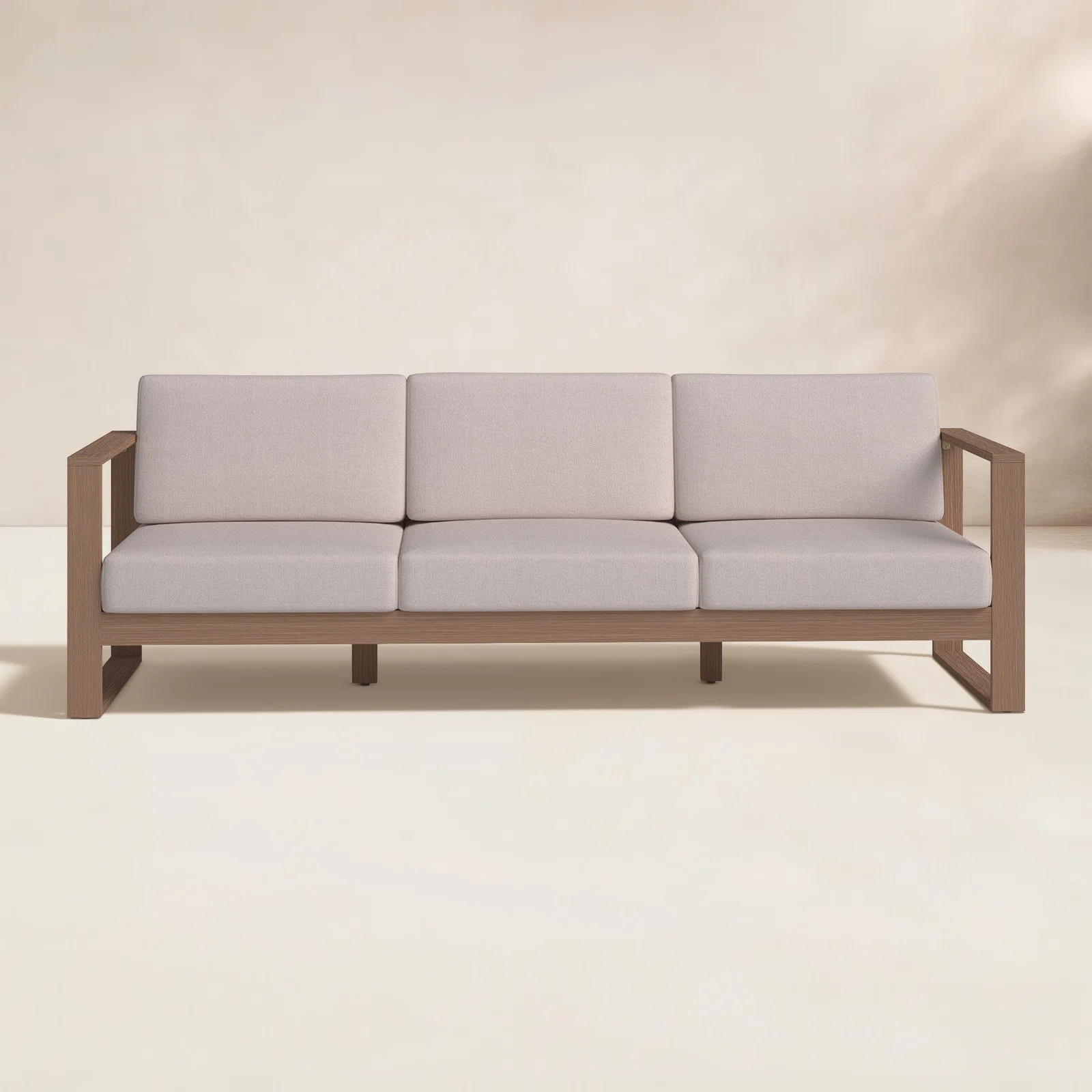 Gavina 91.5'' Wide Rectangle Eucalyptus Patio Sofa with Cushions | Joss & Main