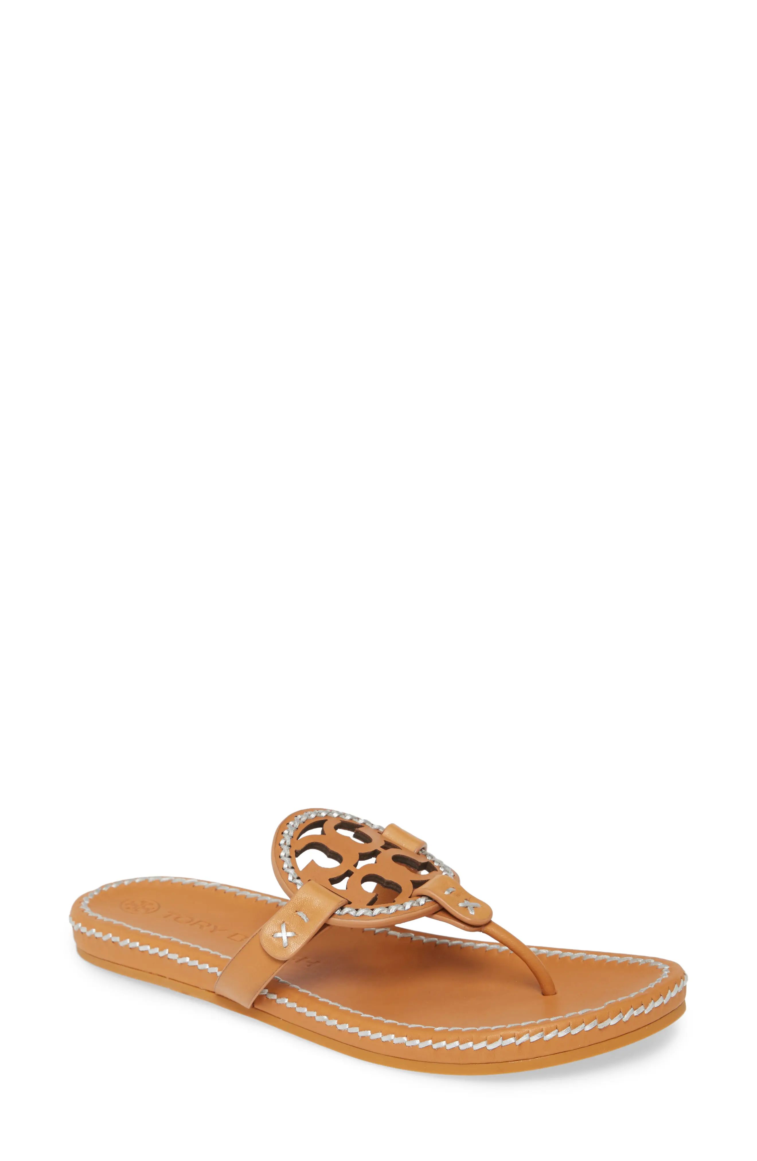 Women's Tory Burch Miller Whipstitch Sandal, Size 5.5 M - Brown | Nordstrom