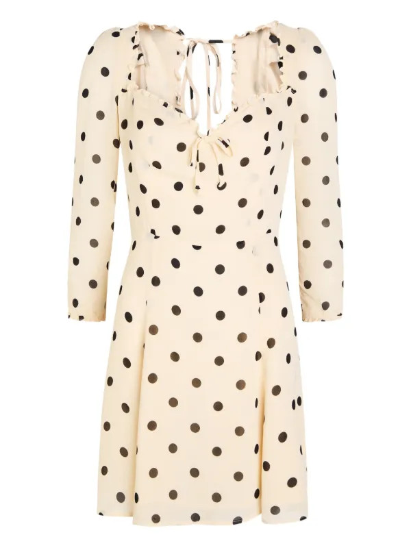 Reformation ruffled-trim polka-dot Dress | Neutrals | FARFETCH UK | Farfetch Global