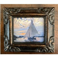 Hand Painted Miniature Is A Canvas Print To Of Impressionistic Sail Boat | Etsy (US)