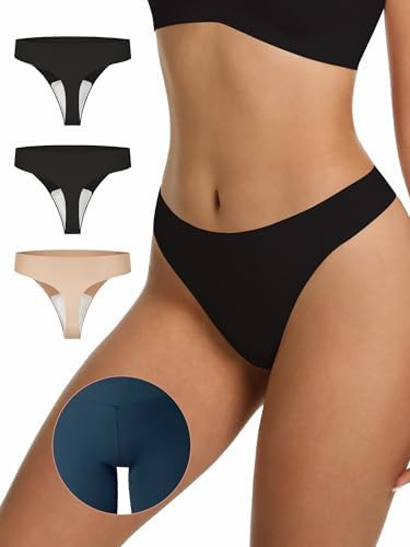 LUCKMEEY Cotton Thongs for Women Seamless Thongs for Women No Show Thong Panty Liners Workout G-S... | Amazon (US)