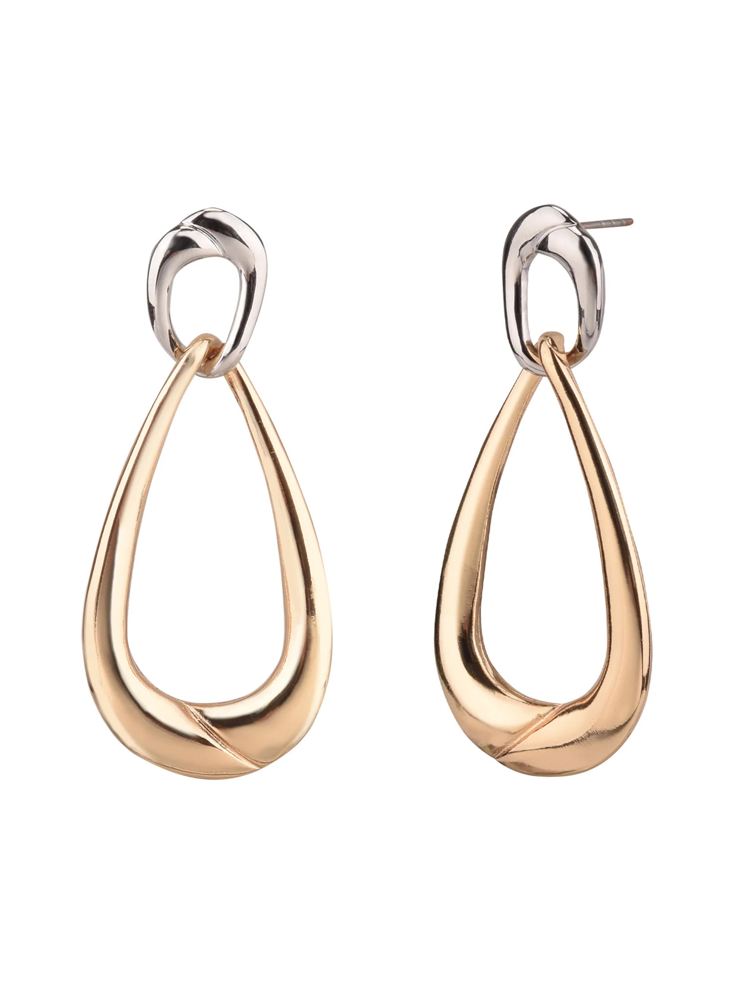 Time and Tru Adult Women's Gold Tone and Silver Tone Post Teardrop Metal Earring | Walmart (US)