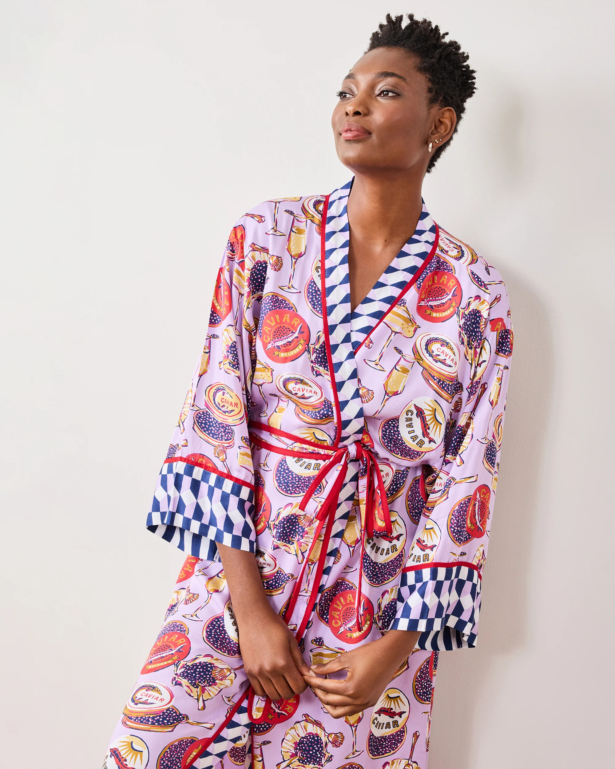 Champagne & Caviar - Eco Satin Robe - Lavender Spritz | Printfresh
