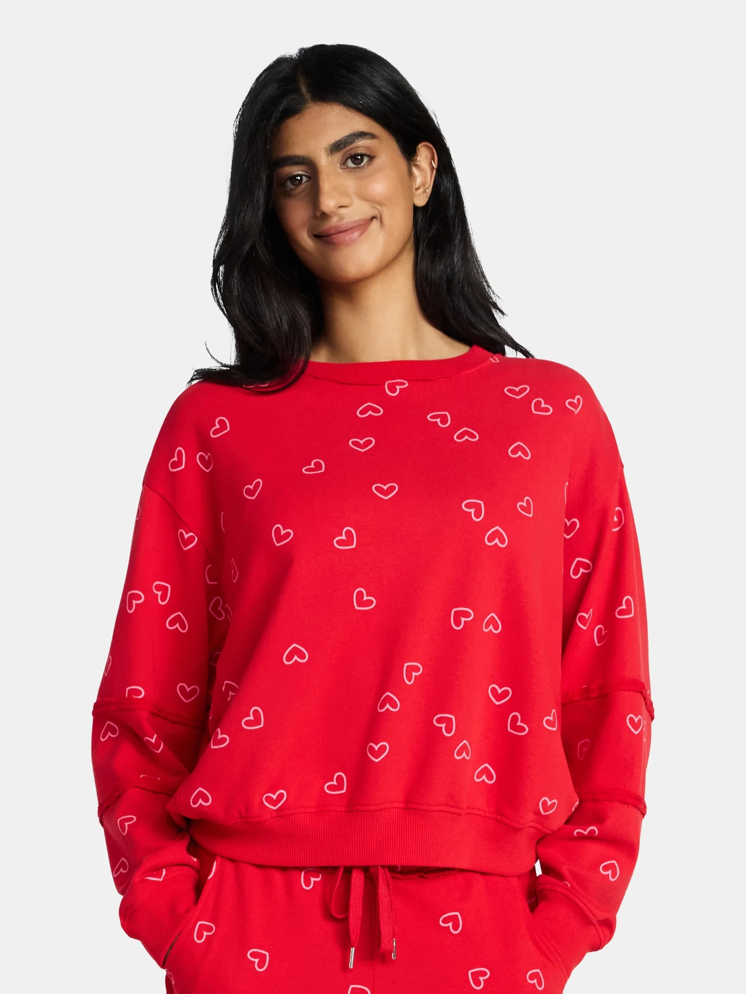 Valentine's Day Women's Love Scatter Graphic Fleece Top from Way to Celebrate, Sizes S-XXXL | Walmart (US)