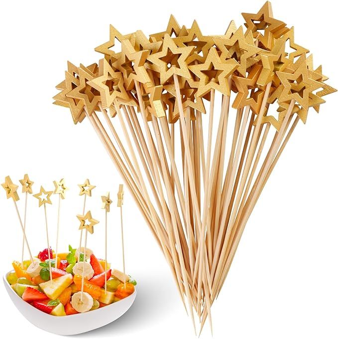 50Pcs Star Cocktail Picks,Star Cocktail Picks 50pcs Wooden Toothpicks Decorative,Wooden Star Cock... | Amazon (US)