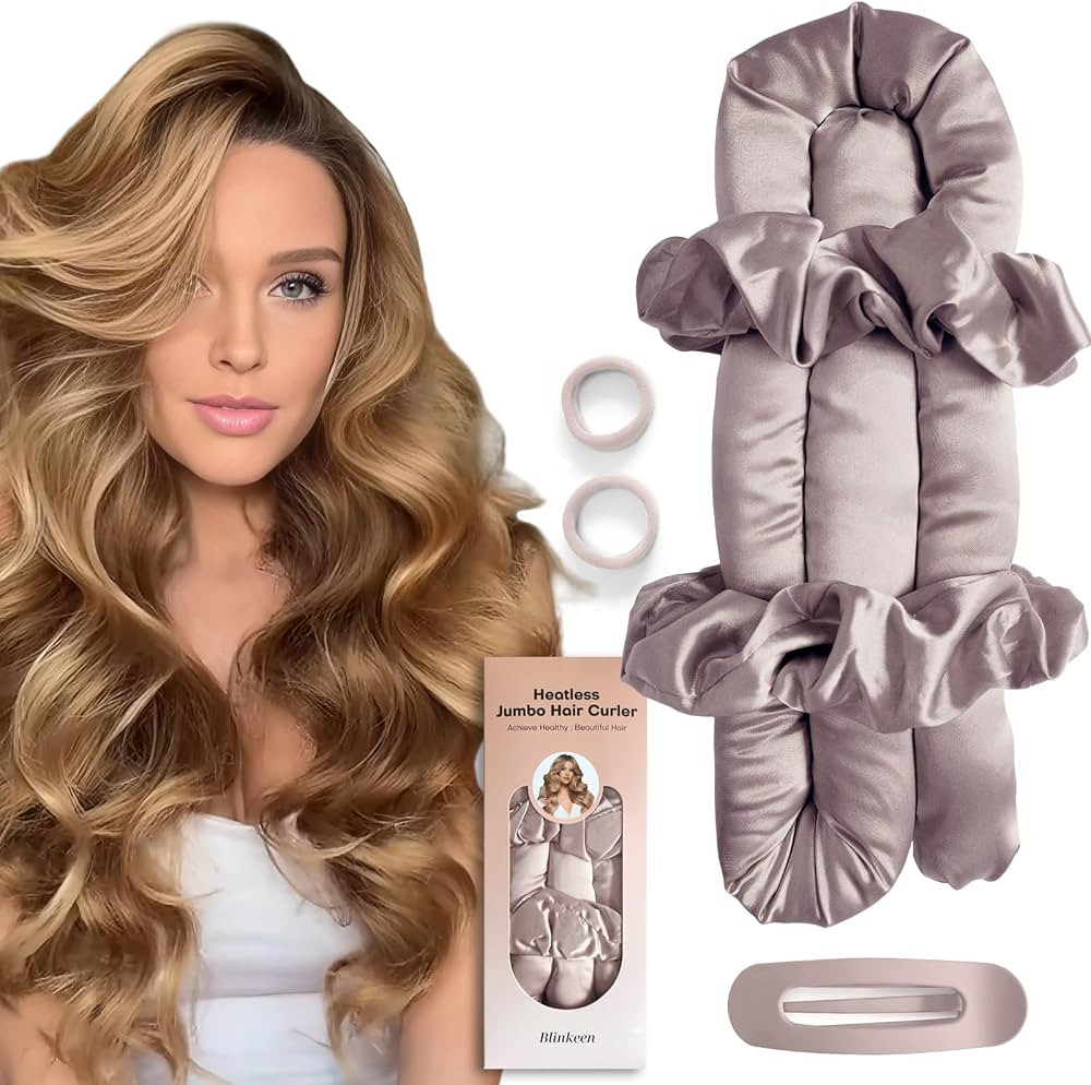 Jumbo Heatless Hair Curler Set-Satin Heatless Curls Overnight, Jumbo Curling Rod Headband, No Hea... | Amazon (US)