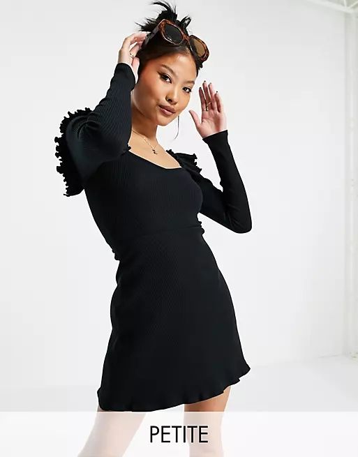 Topshop Petite hoodie mini dress in black | ASOS (Global)