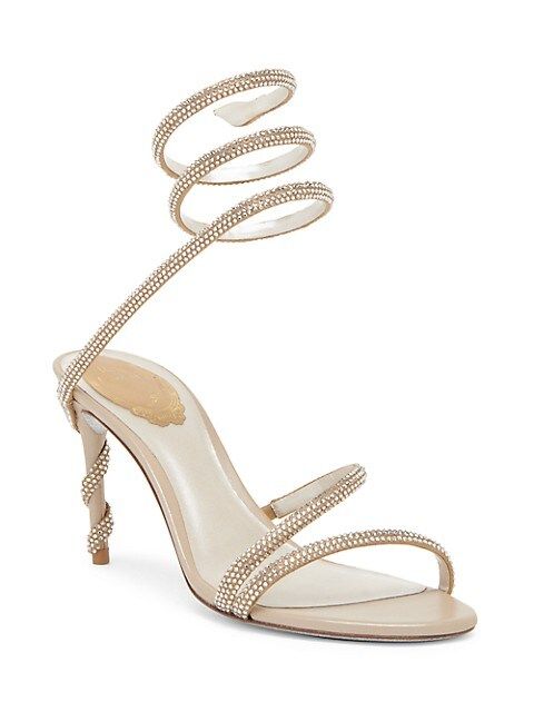 Crystal-Embellished Leather Wrap Sandals | Saks Fifth Avenue