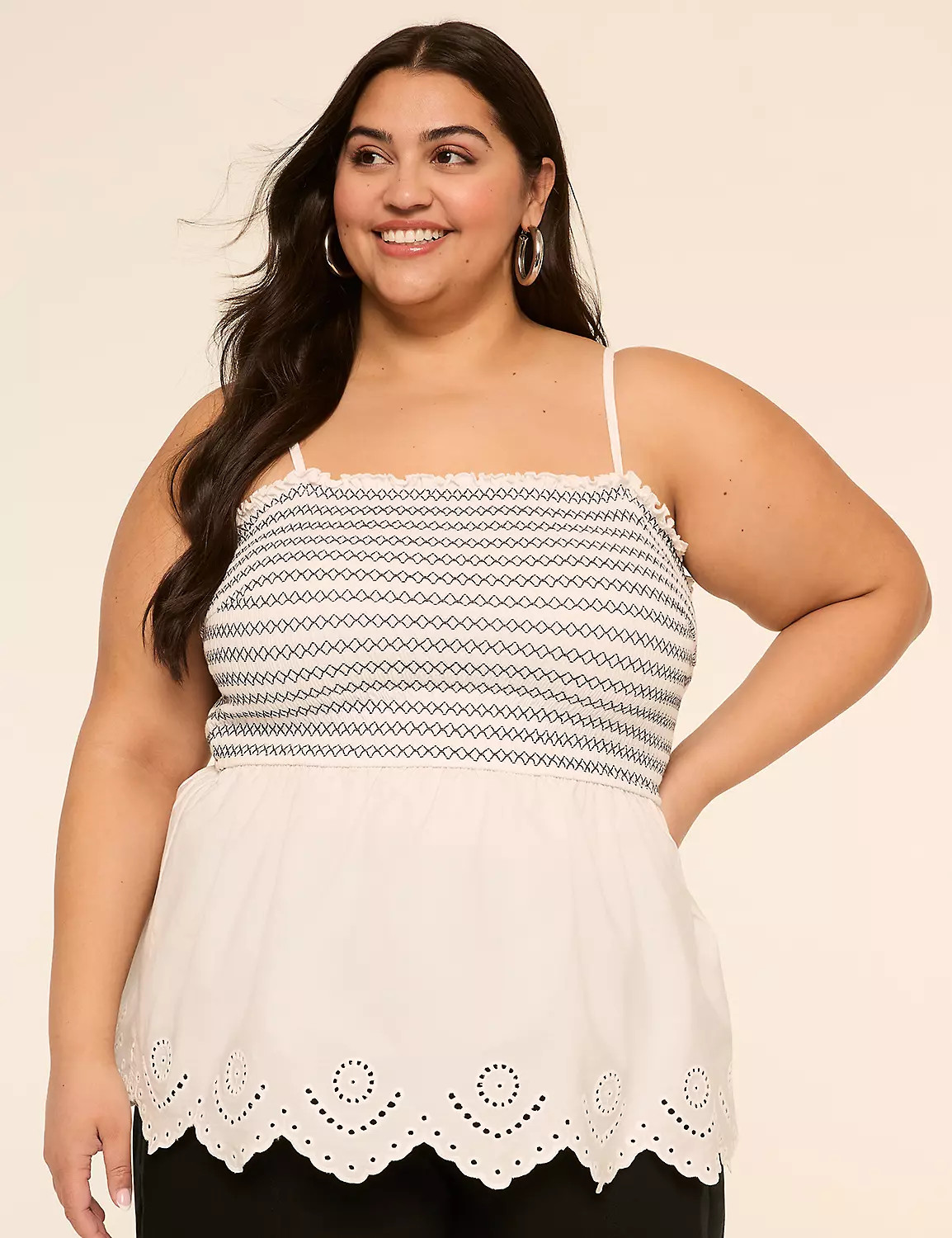 Smocked-Bodice Peplum Top | Lane Bryant (US)