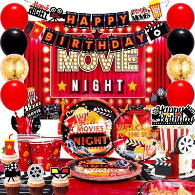 Movie Night Birthday Party Decorations,116Pcs Movie Night Party Decorations and Tableware | Wayfair North America