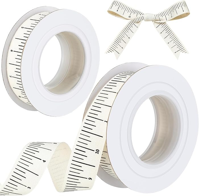 2 Pack Ruler Ribbon for Craft 10 Yard Teacher Measuring Tape Ribbon Cotton Measure Cloth Seamstre... | Amazon (US)