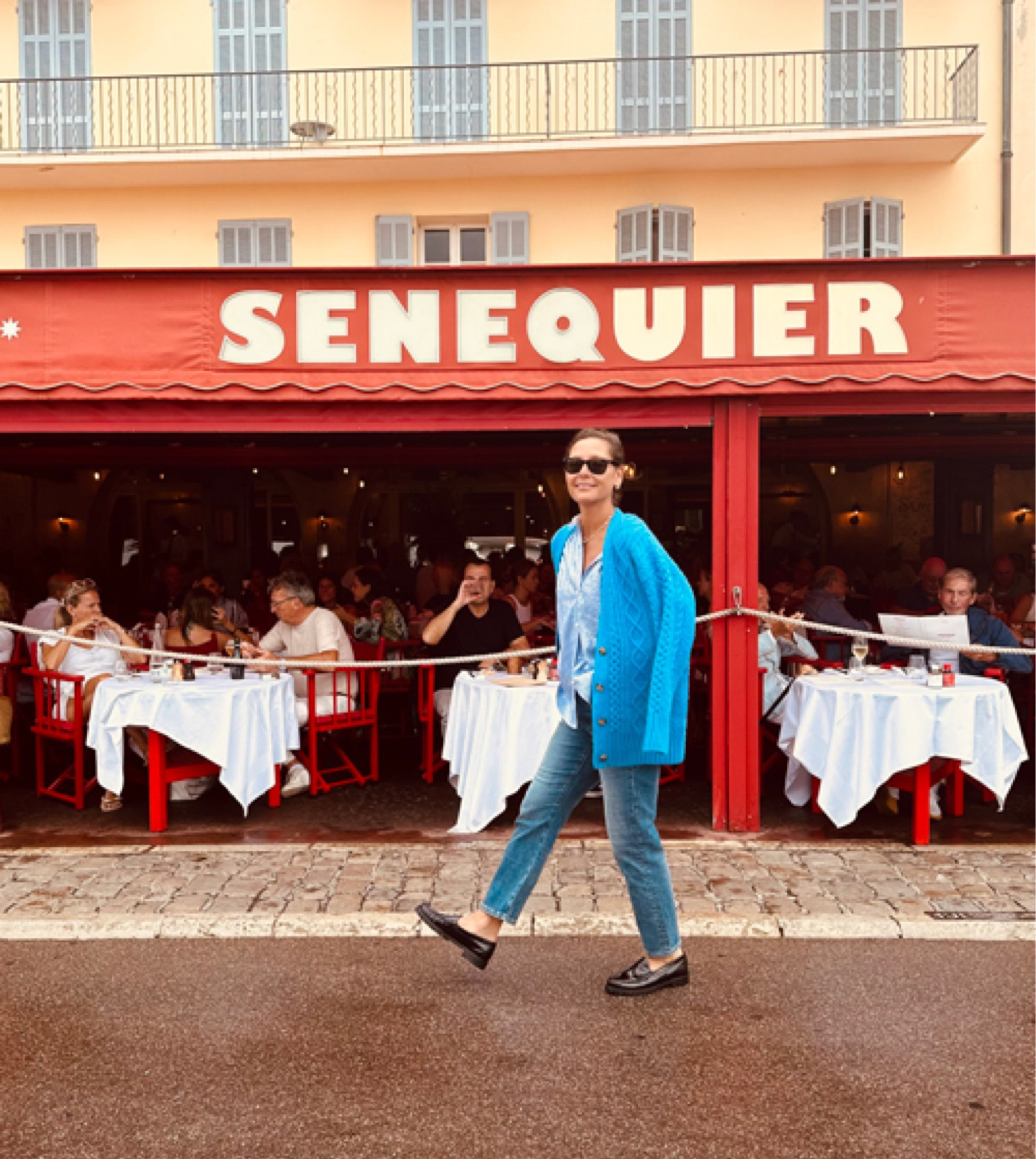 Stripe-ing a pose in Saint Tropez in @jcrew #injcrew #ad