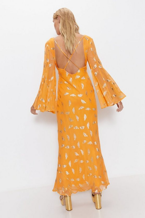 Sparkle Floral Jacquard Plunge Maxi Dress | Warehouse UK & IE