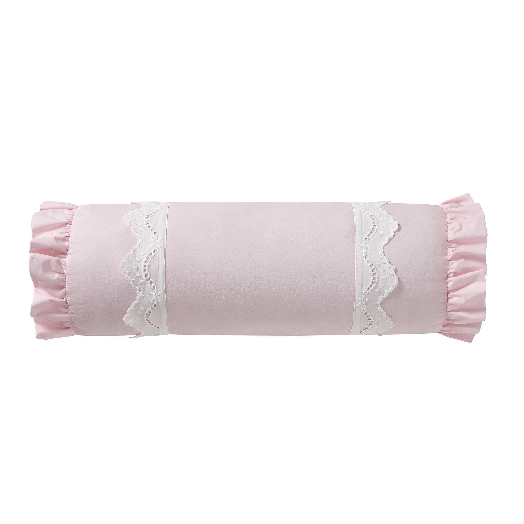 My Texas House 8" x 22" Ruffle Pink Eyelet Cotton Bolster Decorative Pillow - Walmart.com | Walmart (US)