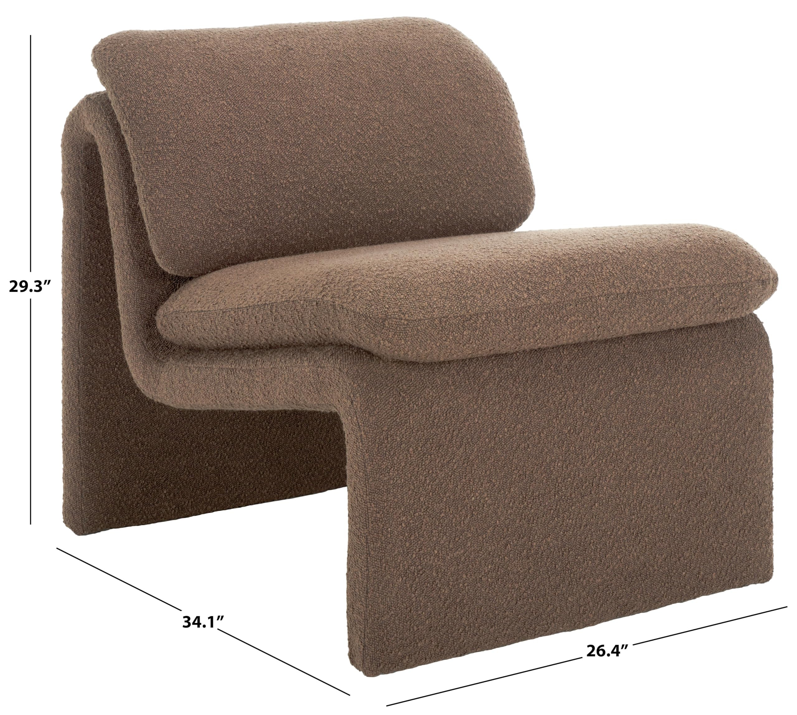 SAFAVIEH Couture Collection Ainslie Dark Brown Boucle Accent Chair (Fully Assembled) | Amazon (US)