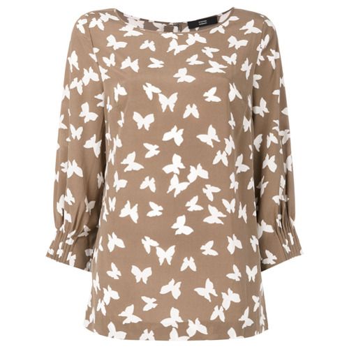 Steffen Schraut butterflies print blouse - Brown | Farfetch EU