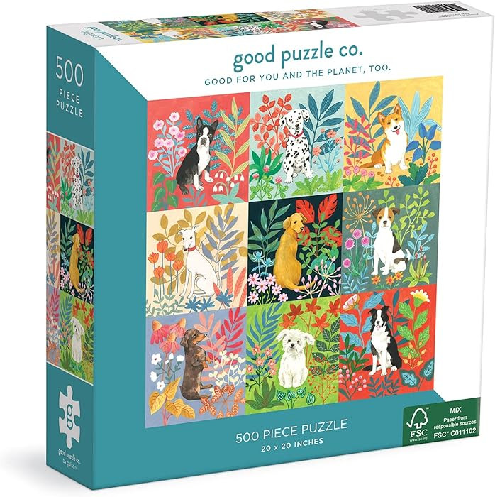 Good Puzzle Co, Dogs and Flowers 500 Piece Puzzle | Amazon (US)