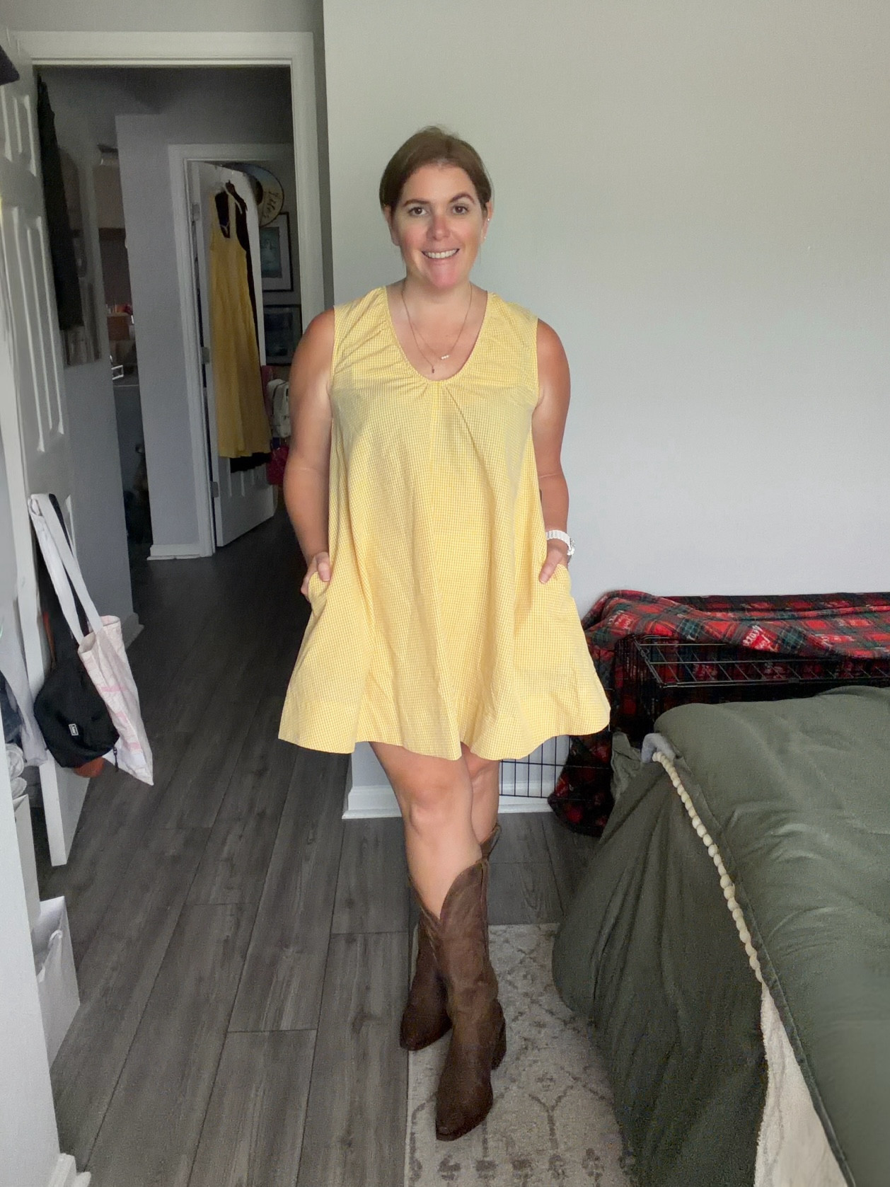 A cute dress and a pair of boots is a perfect combination for a country concert! This dress is from Petal & Pup and the gingham pattern is perfect for a concert! The dress and the boots run TTS! This is a perfect look for a summer concert!

#LTKMidsize #LTKootd #LTKOver40