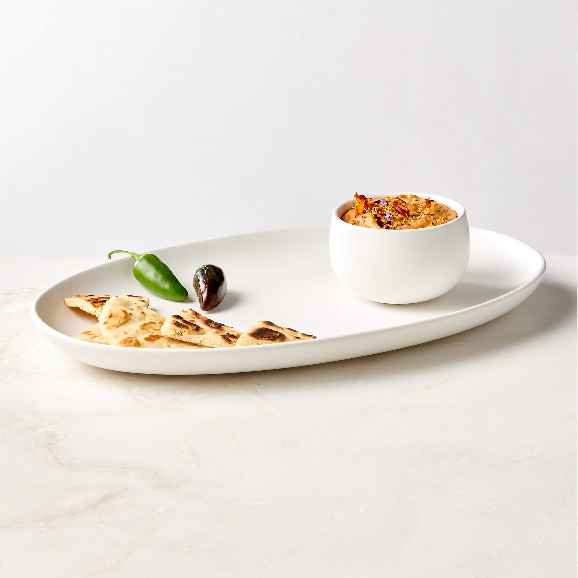 Mori Matte White Chip and Dip Set of 2 + Reviews | CB2 | CB2