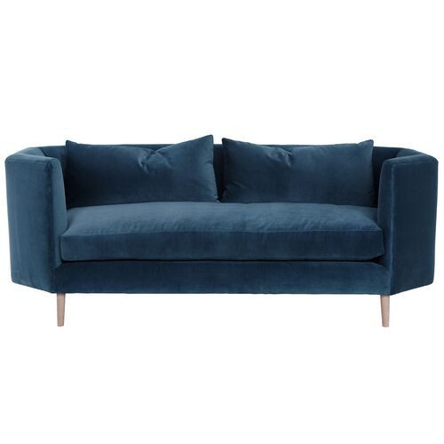 Blythe Velvet Sofa | Couch, Settee - Blue - Comfortable, Durable | One Kings Lane