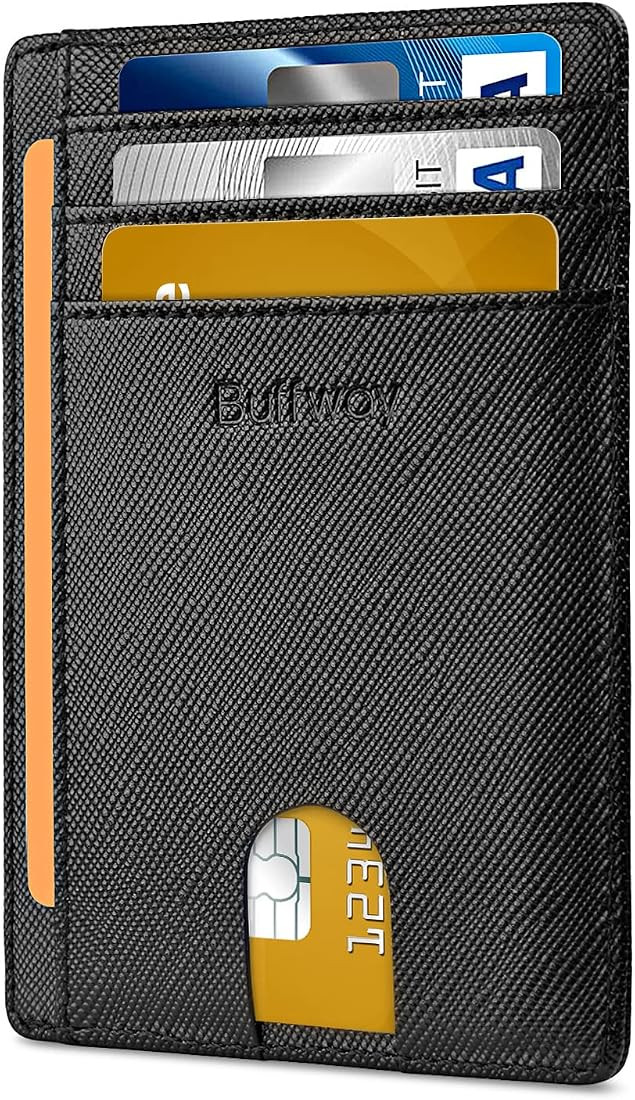 Buffway Slim Minimalist Front Pocket RFID Blocking Leather Wallets for Men Women | Amazon (US)