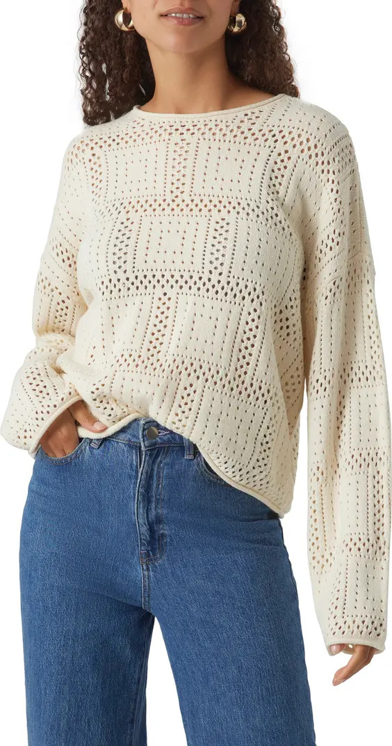 Open Stitch Cotton Blend Sweater | Nordstrom