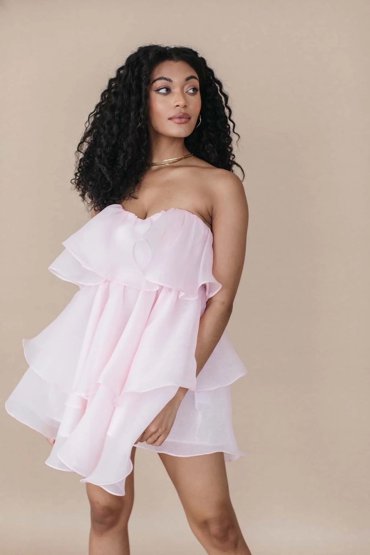 Lana Bubblegum Ruffle Mini Dress | The Post