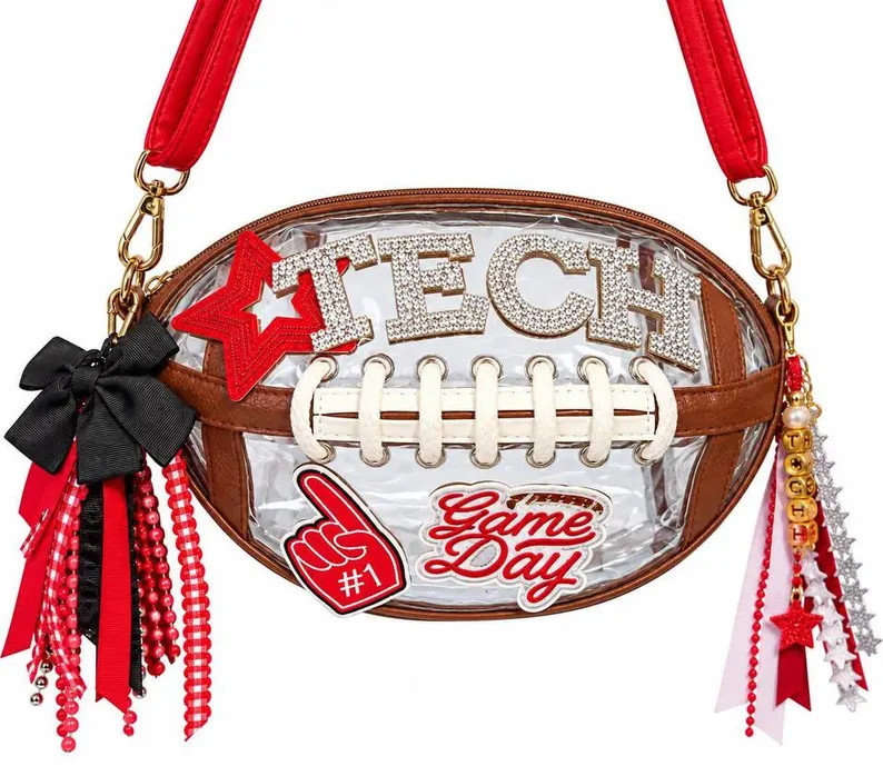 Football Shaped Clear Bag \u2013 Texas Tech Red Raiders Game Day Crossbody \u2013 Stadium Purse -... | Etsy (Global)