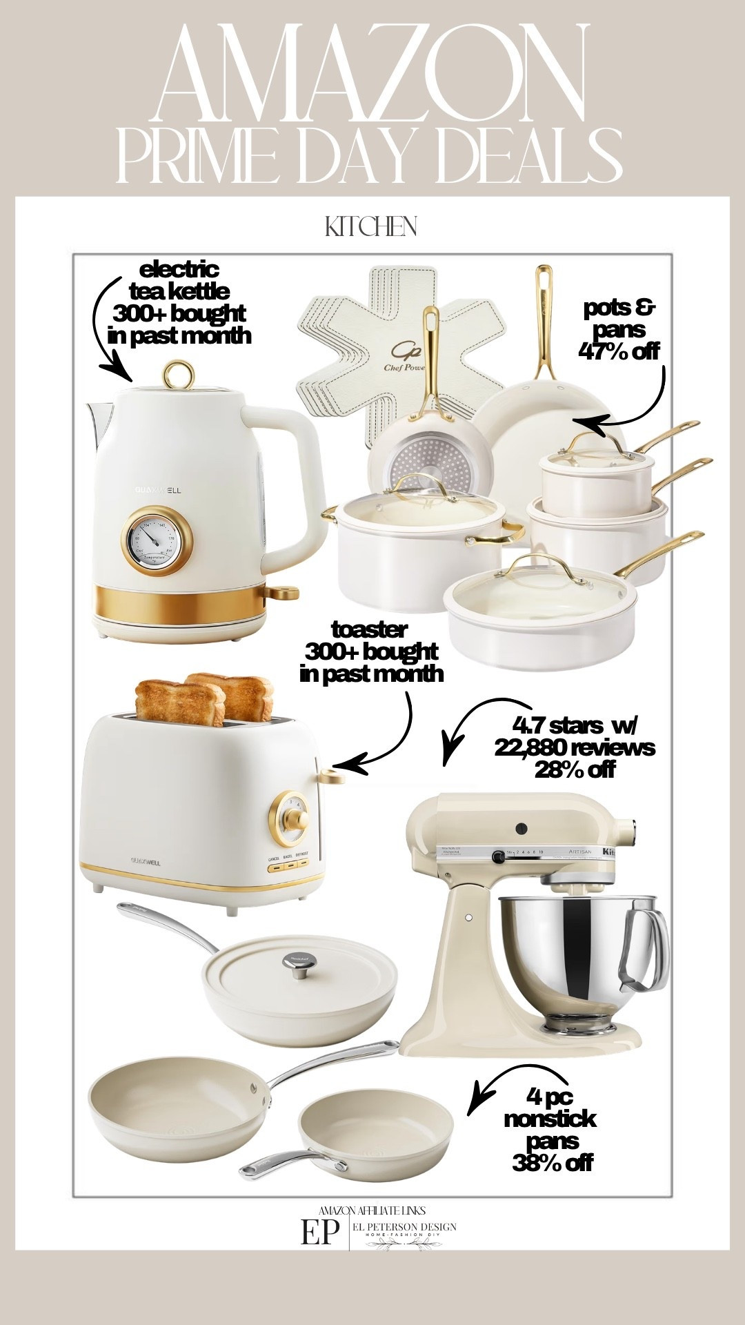 Amazon prime day deals
Tea kettle
Toaster
Pots and pan
Mixer

#LTKHome #LTKSaleAlert