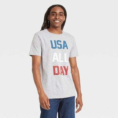 Men's 'USA All Day' Short Sleeve Graphic T-Shirt - Heather Gray | Target