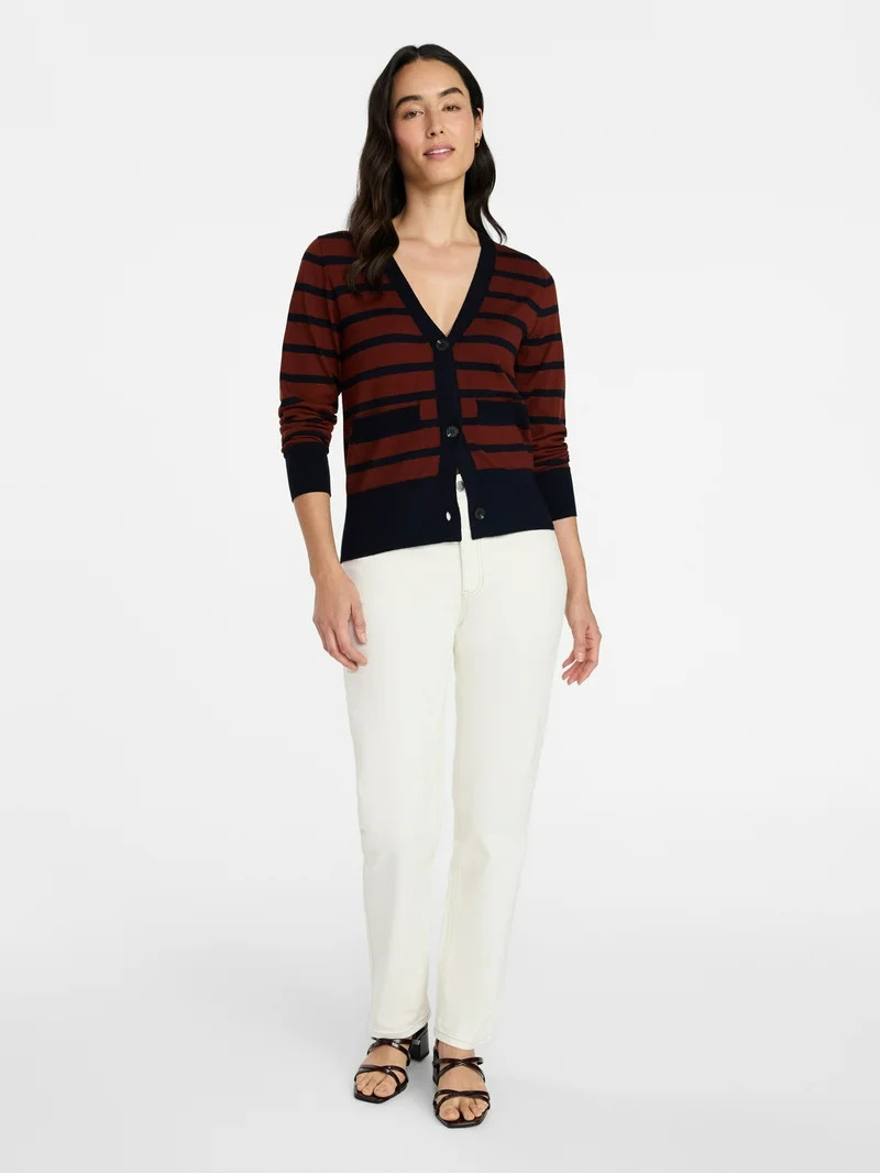 Time and Tru Women's V-Neck Cardigan Sweater, Lightweight, Sizes XS-XXXL | Walmart (US)