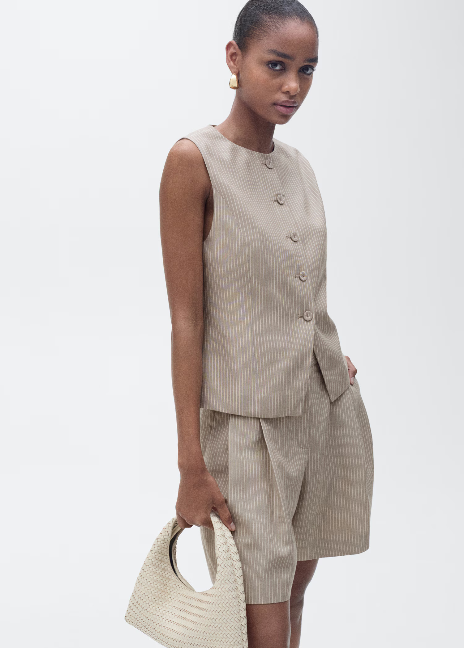 Gilet completo lyocell righe - Donna | MANGO Italia | Mango EU