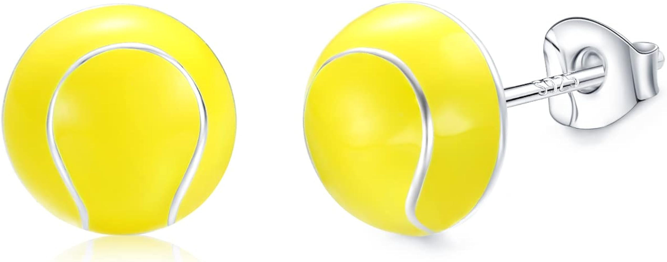 Sports Stud Earrings 925 Sterling Silver Football,Soccer,Basketball,Volleyball,Tennis,Baseball Ea... | Amazon (US)