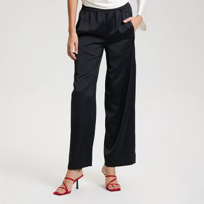 Women's Satin Pull-On Pants - A New Day™ Black XS | Target