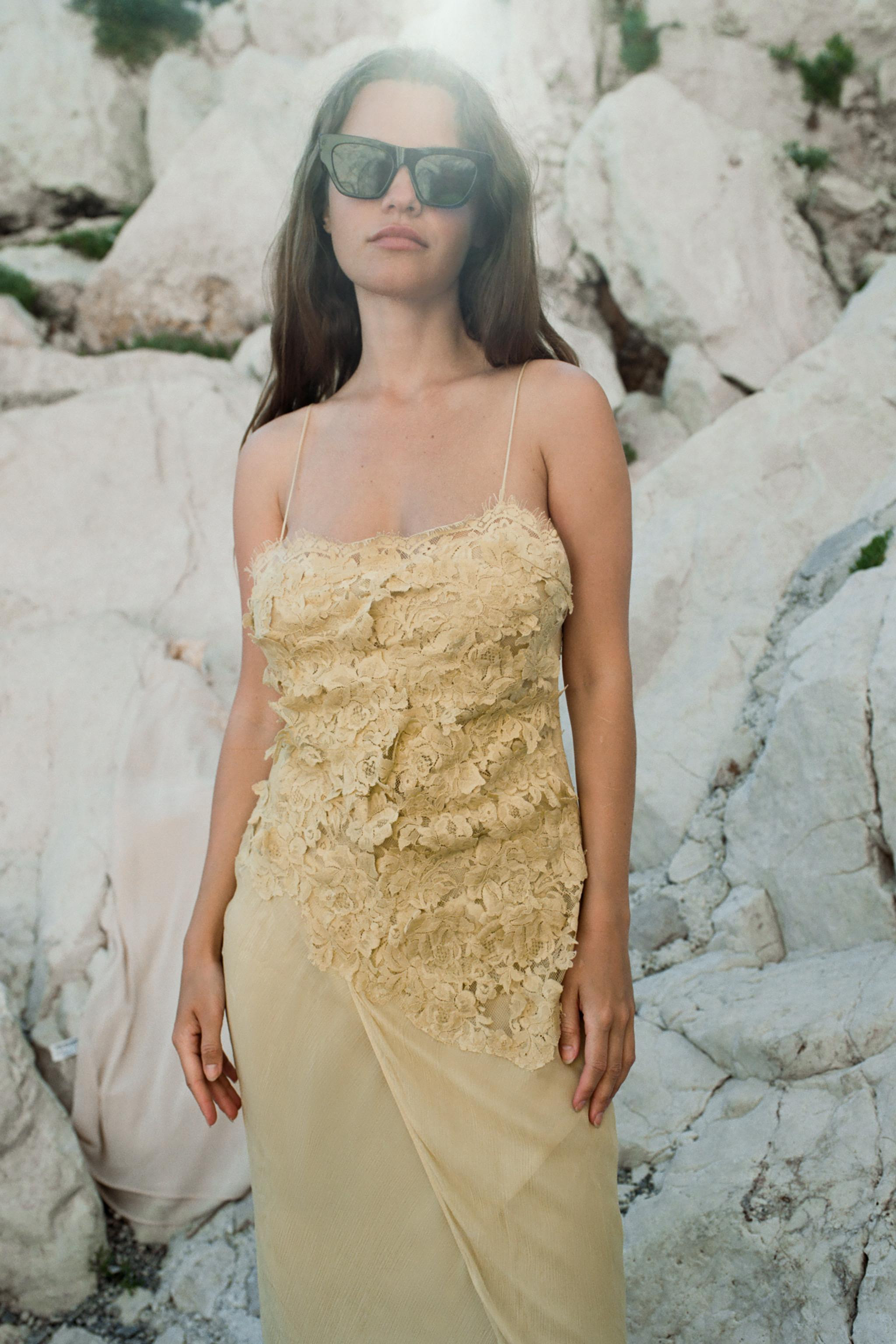 EMBOSSED LACE GEORGETTE DRESS | Zara US