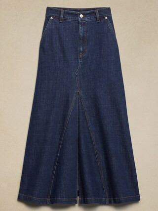 Center Split Classic Denim Maxi Skirt | Banana Republic Factory