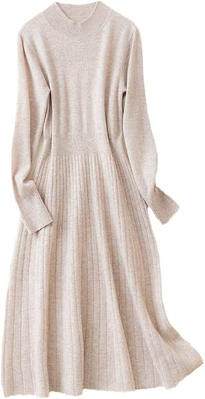 Loose Women Long-Style Dress Cashmere Pullovers Strip Drawing Style Sleeve Wool Knitting Jumpers | Amazon (UK)