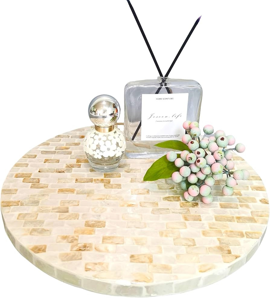 Lazy Susan Turntable, Champagne Gold with Mother of Pearl Inlay, 12 Inch Modern Rotating Tray for... | Amazon (US)