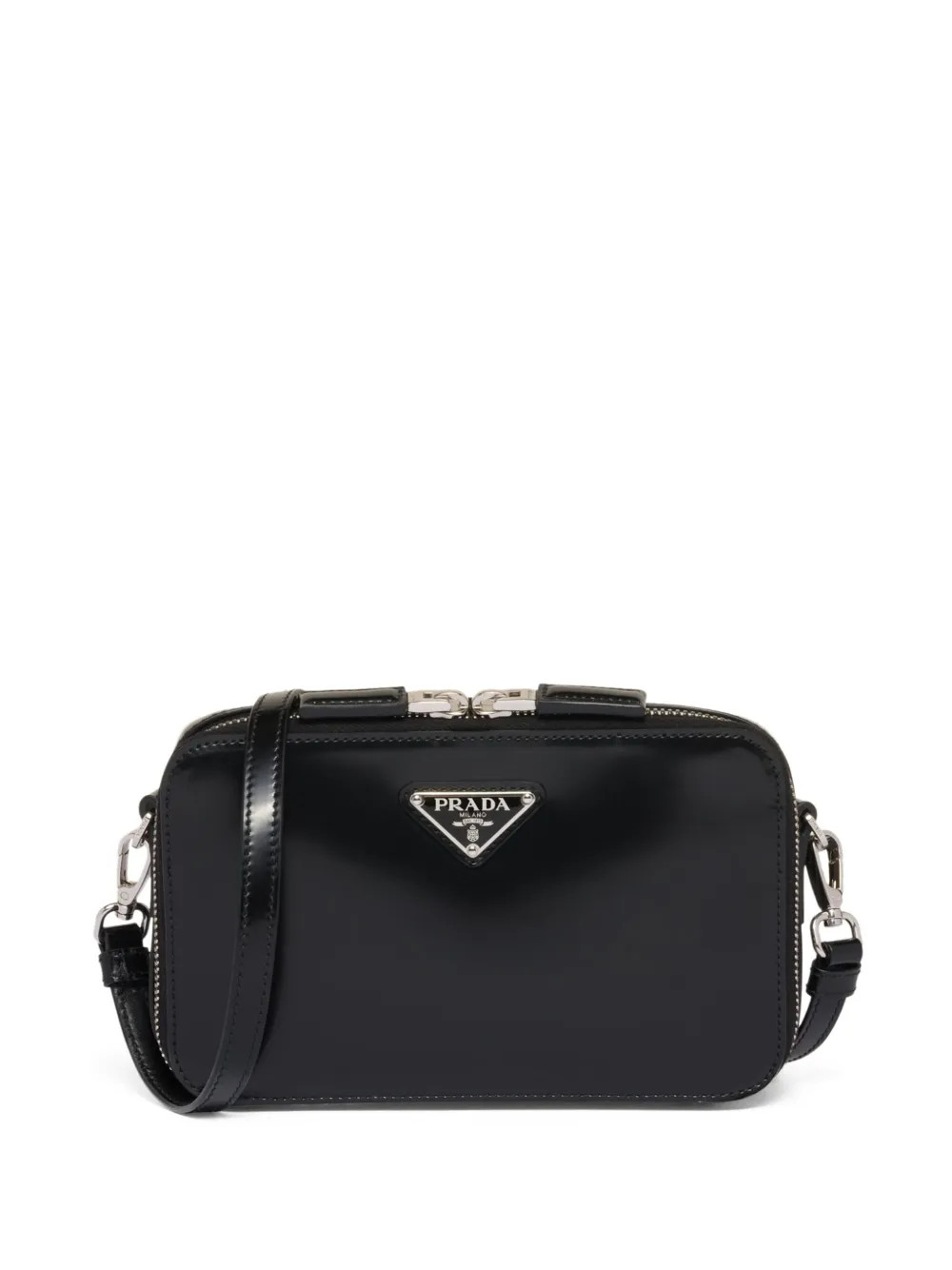Prada Small Brique Brushed Crossbody Bag | Black | FARFETCH UK | Farfetch Global