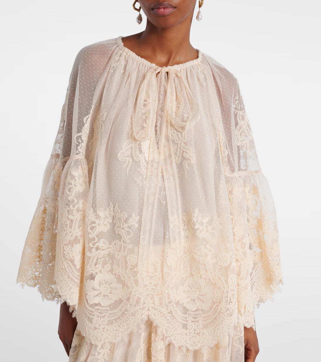 Hypnotic tie-neck floral lace blouse | Mytheresa (US/CA)