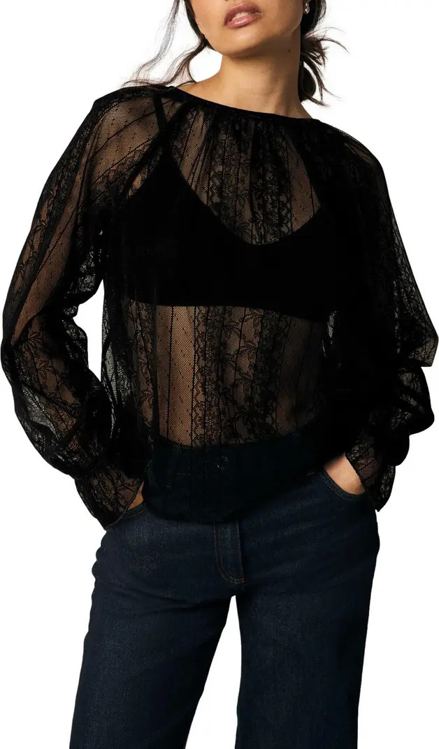 NEXT Bow Back Sheer Lace Top | Nordstrom | Nordstrom