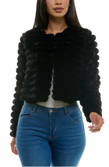Nina Leonard Faux Fur Long Sleeve Bolero in Black at Nordstrom Rack, Size Small | Nordstrom Rack