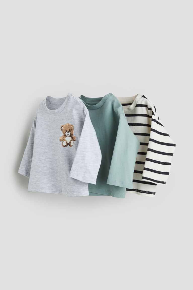 3-pack cotton jersey tops | H&M (UK, MY, IN, SG, PH, TW, HK)