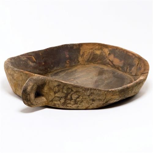 Global Views French Country Brown Wood Round Chipatti Decorative Bowl | Kathy Kuo Home
