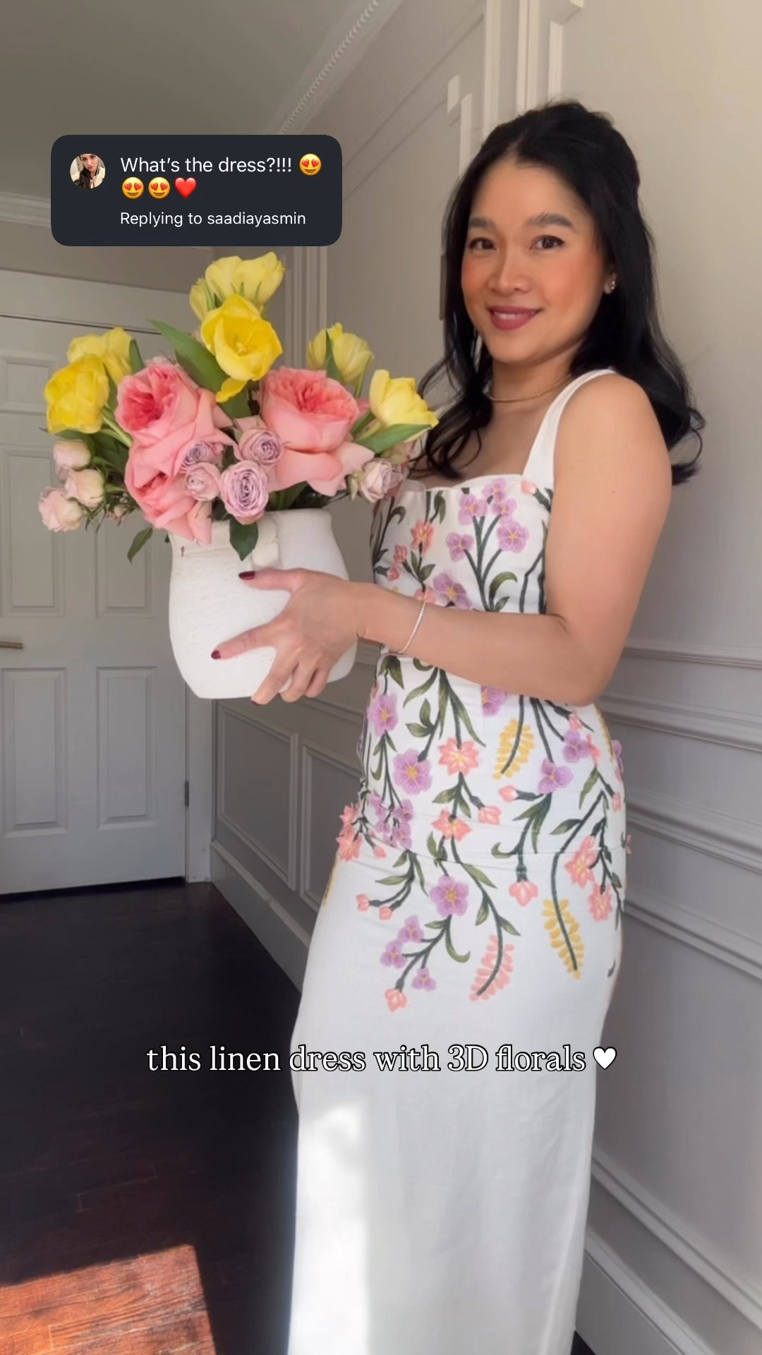 Linen floral dress with 3D embroidered florals  

#LTKStyleTip