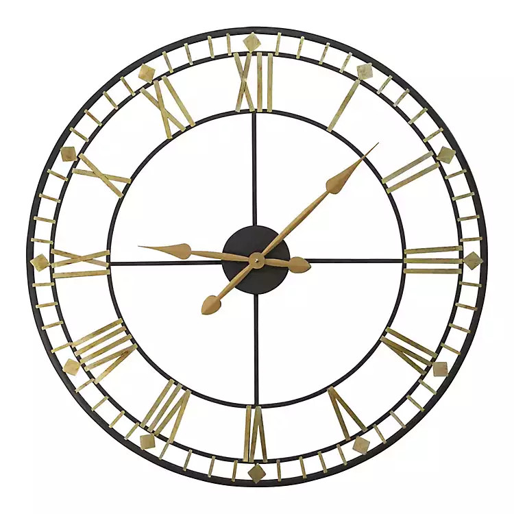 Golden Open Face Industrial Wall Clock | Kirkland's Home