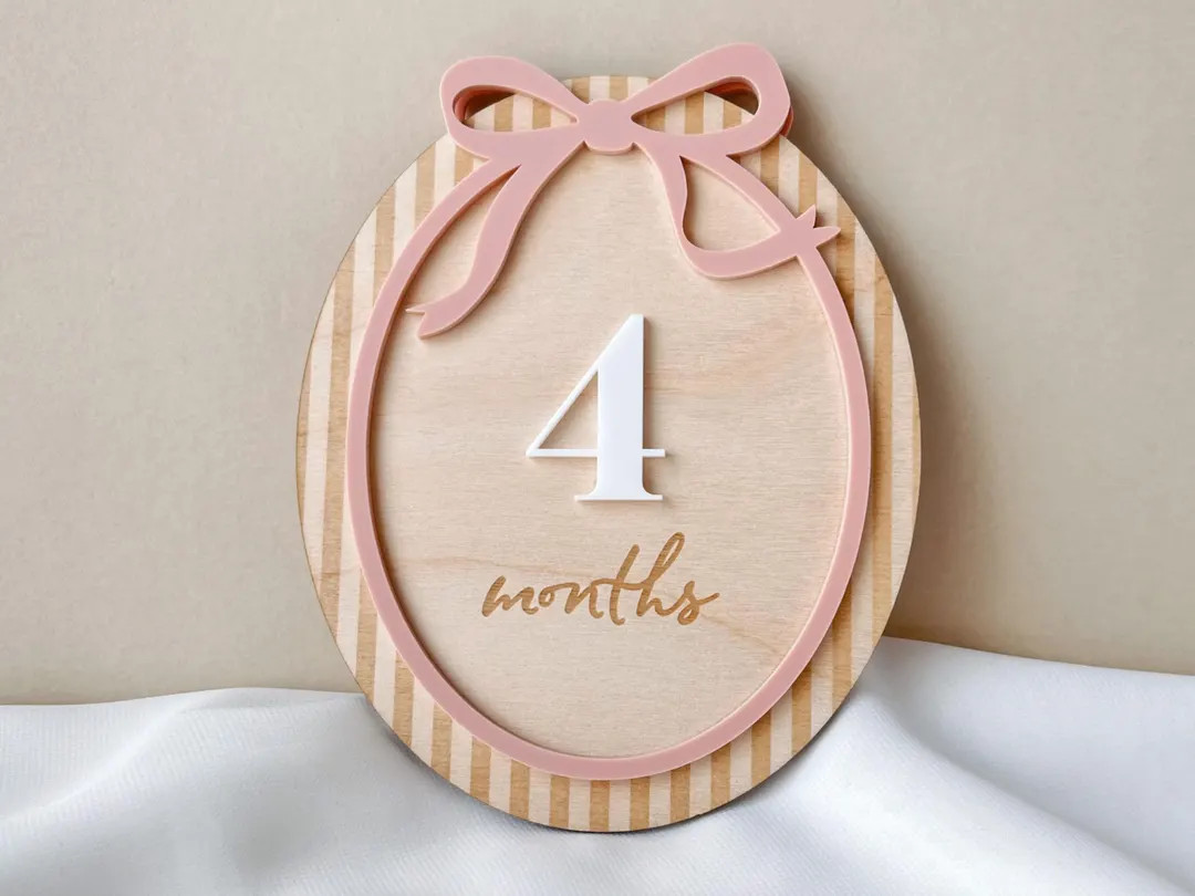 Baby Girl Monthly Milestone Pink Bow Baby Girl Milestone Marker Girl Baby Milestone Bow for Baby ... | Etsy (US)