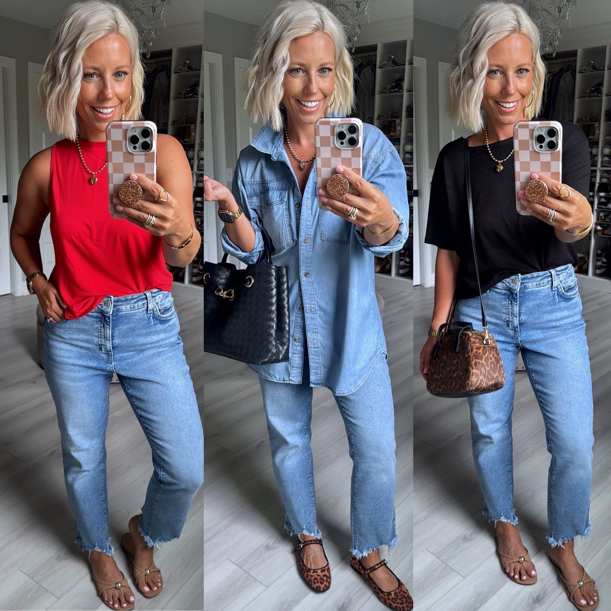 Simple tops and jeans but make it cute!!!
⬇️⬇️⬇️
Red tank medium
Denim top small (runs big)
Black top small
Jeans size 4

#LTKSaleAlert #LTKootd #LTKSeasonal