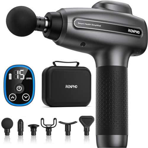 RENPHO Active Thermacool Deluxe Massage Gun Deep Tissue with Charging Stand, Mothers Day Gifts Back Massager with Heat and Cold Head, Percussion Body Muscle Masajeador for Athletes Pain Relief | Amazon (US)