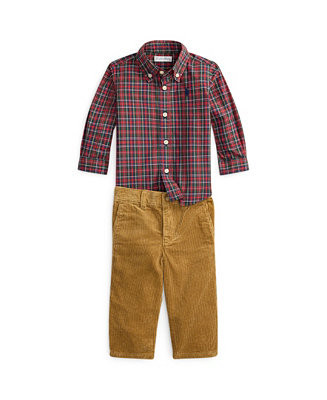 Baby Boys' Plaid Cotton Shirt and Corduroy Pants, 2-Piece Set | Macy's